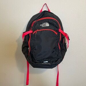 The North Face Rhyolite Backpack‎ Black Pink Nylon Outdoor School Travel